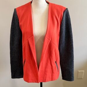 ASOS Wool Blazer Type Jacket with contrasting Charcoal Gray Knit Sleeve Sz 10